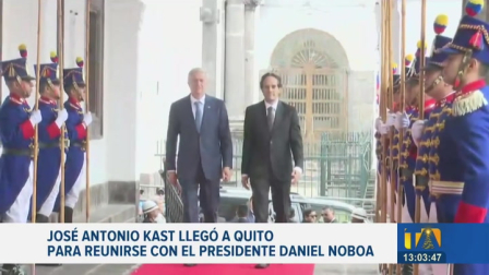 La mañana de este martes 23 de diciembre llegó el presidente electo de Chile, José Antonio Kast, para reunirse con Daniel Noboa en el Palacio de Carondelet, en Quito.

Un reportaje de María Fernanda Utreras