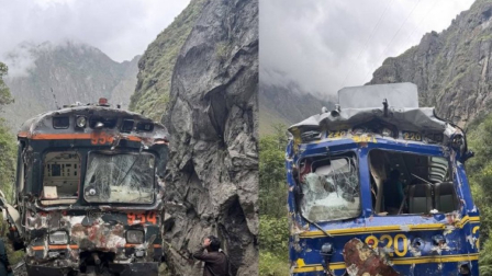 Choque de trenes en Machu Picchu en Cusco Perú.