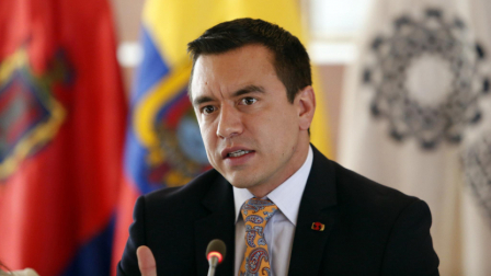 El presidente de Ecuador, Daniel Noboa, en una reunión en el Palacio de Carondelet.