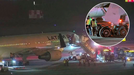 Ocho llantas explotan en un aterrizaje forzoso en Atlanta EE.UU.