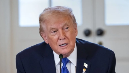 Donald Trump durante una conferencia de prensa este miércoles 14 de enero del 2026.