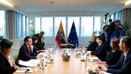 Noboa abordó la exención de la visa Schengen para ecuatorianos en su viaje a Europa, en enero de 2026.