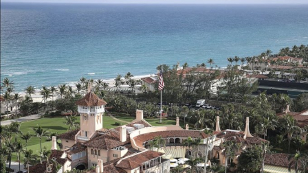 Palm Beach, perímetro de seguridad en Mar-a-Lago, la residencia del Presidente Trump.