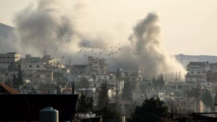 Un bombardeo israelí ocurrió en Baalbeck, en el valle de Becá, en Líbano, el 2 de marzo de 2026