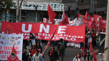 13 de marzo del 2026 Organizaciones sociales y trabajadores realizaron una marcha en contra de las medidas del gobierno de Daniel Noboa.
