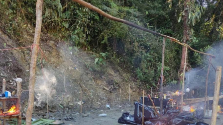 Militares destruyeron campamentos de minería ilegal en Morona Santiago.