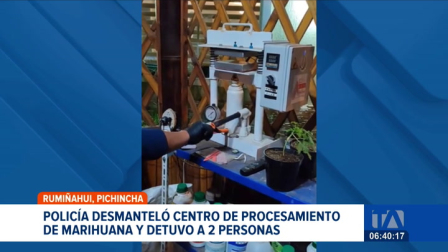 La Policía intervino un inmueble en el cantón Rumiñahui donde se procesaba droga. Dos personas recibieron prisión preventiva. Un reportaje de Juan Miguel Rodríguez