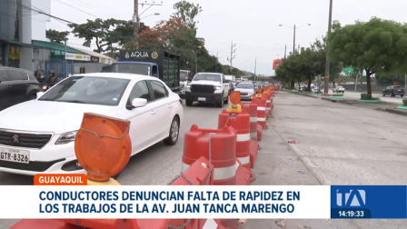 Los trabajos en esta arteria vital de Guayaquil generan congestión interminable; usuarios temen que los plazos se extiendan y afecten aún más la movilidad del sector.
