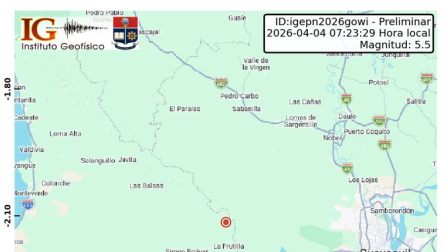 Sismo de magnitud 5.5 se registra en Guayas