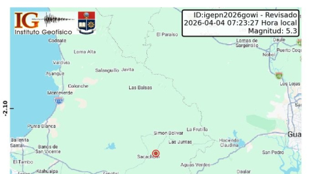 Sismo a 17.15 km de Santa Elena