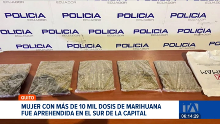 Una mujer fue detenida con más de 10 mil dosis de marihuana valoradas en 4 mil dólares. La Policía realizó varios operativos al sur de Quito. Un reportaje de Juan Miguel Rodríguez