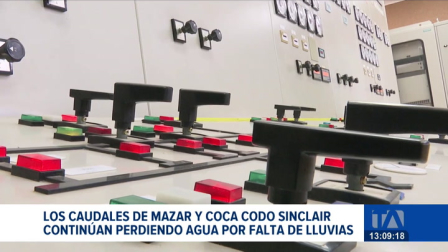 La falta de lluvias mantiene operativa a la central Mazar en apenas un 24% de su capacidad, mientras que Coca Codo Sinclair registra un 53% de generación tras el feriado.
