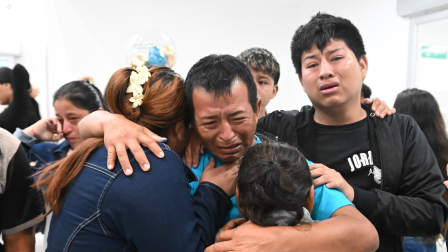 Arribo al Aeropuerto Internacional Eloy Alfaro de Manta, de los 18 pescadores manabitas de la embarcación “Don Maca”, quienes fueron rescatados en aguas internacionales.