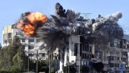 Explosión causada por un ataque israelí.