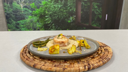 Este jueves 9 de abril del 2026 preparamos paiche en salsa de cacao blanco, junto al chef Felipe Campana.