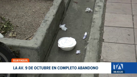 Aceras destrozadas, falta de control y un desorden creciente marcan a la Avenida 9 de Octubre. Se registra 20 años sin un plan de regeneración integral. Un reportaje de Camila Guevara