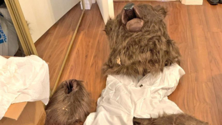 El disfraz de oso que supuestamente utilizaron los detenidos en California para simular ataques a coches de lujo para cobrar el seguro.