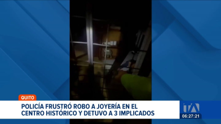 Tres delincuentes fueron capturados en el centro de Quito mientras intentaban perforar la pared de un inmueble para ingresar a una joyería. Un reportaje de Juan Miguel Rodríguez