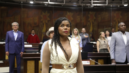 La asambleísta Paola Cabezas, de RC, durante una sesión del Pleno de la Asamblea Nacional.