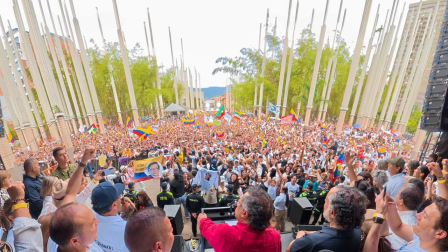El presidente de Colombia, Gustavo Petro, en un acto este 1 de mayo