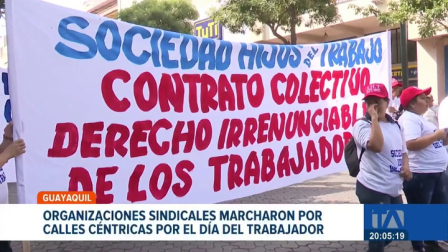 El centro de Guayaquil fue el escenario de una marcha pacífica donde trabajadores pidieron de forma unánime la mejora en las condiciones laborales. Un reportaje de Ricardo Cruzatty