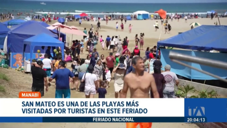 Los 27 balnearios de Mnabí lucen con gran afluencia de visitantes este sábado, para garantizar la seguridad de los turistas hay resguardo militar y policial. Un reportaje de Daniel Moreira