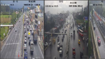 Desde el sistema de video vigilancia ECU-911 se visualiza a esta hora el flujo vehicular en los ingresos y salidas de Quito.