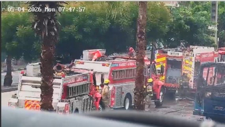 Incendio de bus en la av. Francisco de Orellana en Guayaquil