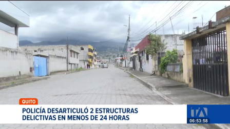Personas vinculadas a una red de extorsión y robo fueron capturadas en Quito. Se recuperó un auto reportado como robado y se decomisaron armas. Un reportaje de Gustavo Jaramillo
