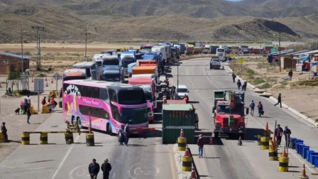 Imagen de un boqueo en el sector de Caihuasi, el pasado 23 de mayo (imagen referencial)