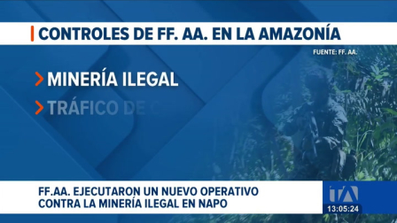 El Ejército destruyó maquinaria y combustible utilizados en actividades ilícitas durante una intervención en Napo.