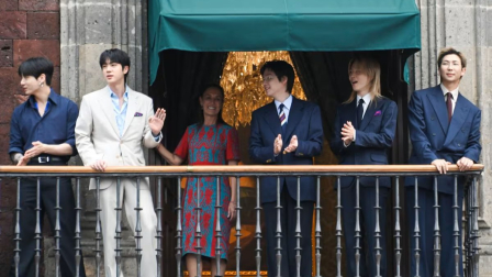 BTS en el Palacio Nacional de México junto a Claudia Sheinbaum