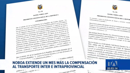 Daniel Noboa firmó este viernes el Decreto 378 para mantener el beneficio monetario a las unidades intra e interprovinciales; la medida busca mitigar el impacto económico en el sector tras el retiro de la subvención.