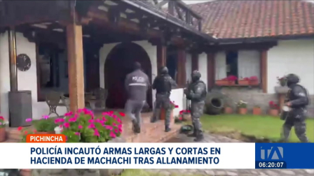 La Policía Nacional incautó siete armas largas, cuatro cortas y más de 1.300 municiones durante un allanamiento estratégico en hacienda de Machachi. Un reportaje de Ismenia Solórzano