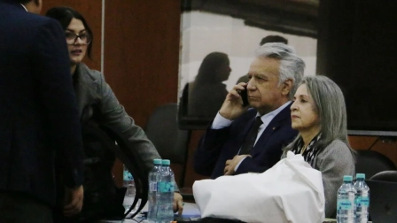 Lenín Moreno y su esposa acudieron a la audiencia de juicio del caso Sinohydro en la Corte Nacional, el pasado 11 de mayo