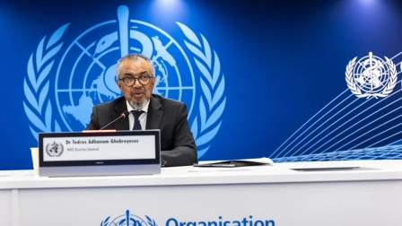 El director general de la OMS, Tedros Adhanom Ghebreyesus, en una comparencia este miércoles en la sede de la organización en Ginebra.