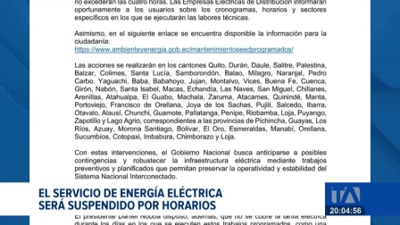 Por disposición presidencial, las jornadas afectadas no serán facturadas en la planilla de luz.