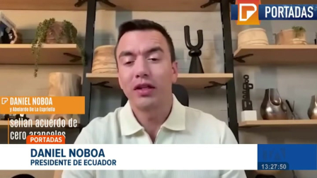 Noboa confirmó que la eliminación de la tasa de seguridad del 100% se aplicará desde el 1 de junio en cumplimiento de las resoluciones de la CAN. Un reportaje de Ericka Vera