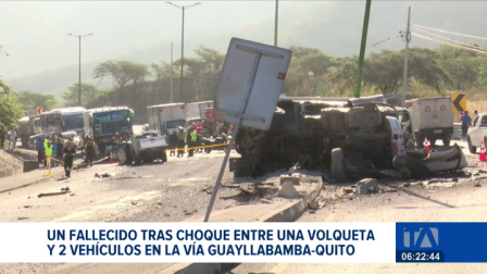 Un accidente de tránsito se registró en la vía a Guayllabamba, cobrando la vida de una persona y dejando a otra con heridas de gravedad. Un reportaje de Gustavo Jaramillo
