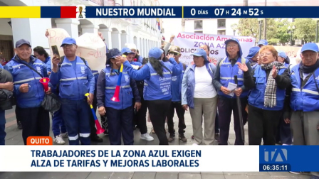 Trabajadores de la Zona Azul protestan para exigir el alza de tarifa y mejoras laborales. Rechazan un proyecto que pretende modificar la modalidad de contratación. Un reportaje de Nathalie Jiménez