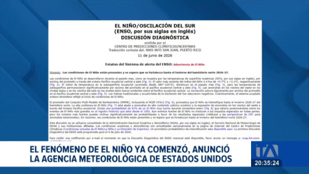 La NOAA estima un 63% de probabilidades de que el evento climático alcance una intensidad excepcional durante los próximos meses. Un reportaje de Johanna Ramos