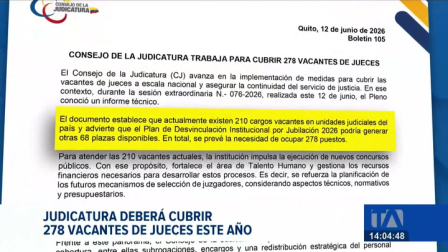 La Judicatura evalúa el presupuesto y los concursos para mitigar el faltante de operadores de justicia provocado por renuncias, destituciones y jubilaciones. Un reportaje de Brigette Mancheno