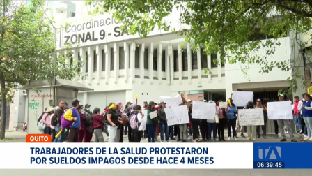 Personal de la Red Pública de Salud se movilizaron pacíficamente ante el Ministerio del ramo para denunciar la falta de pago de sueldos. Un reportaje de Juan Miguel Rodríguez