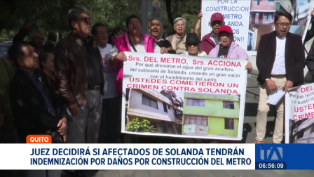 Familias de Solanda, cuyas viviendas sufrieron graves daños estructurales tras la construcción del Metro de Quito, esperan la resolución del juez sobre la póliza de indemnización. Un reportaje de María Gracia Chacón