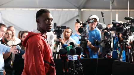 Folarin Balogun habla a los medios este lunes en California.KIYOSHI MIO (Reuters)