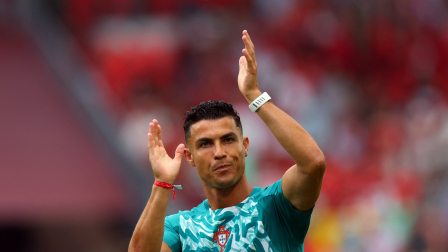 Estadio Toronto, Toronto, Canadá - 2 de julio de 2026 Cristiano Ronaldo de Portugal durante el calentamiento antes del partido