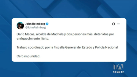 La Fiscalía y la Policía coordinaron la captura de la autoridad local, quien además consta como precandidato a la Prefectura de El Oro.