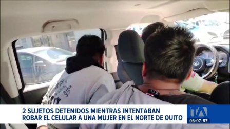 La Policía detuvo a dos presuntos asaltantes dedicados al robo de teléfonos móviles en el norte de Quito. Un reportaje de Brigette Mancheno