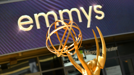 (FILES) An Emmy statue is seen on the red carpet ahead of the 74th Emmy Awards at the Microsoft Theater in Los Angeles, California, on September 12, 2022. Nominations for the 78th Emmy Awards are being announced on July 8, 2026. The 78th Primetime Emmy Awards will be held on September 14, 2026, in Los Angeles. (Photo by Chris DELMAS / AFP)
