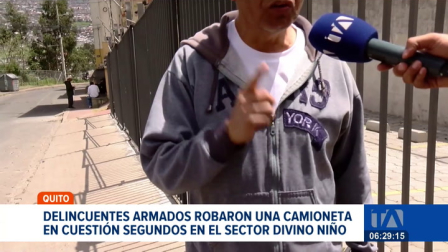 En el sector El Divino Niño, hombres armados interceptaron a un conductor para robarle su camioneta. El robo de este tipo de vehículos ya representa el 54% de las denuncias. Un reportaje de Gustavo Jaramillo